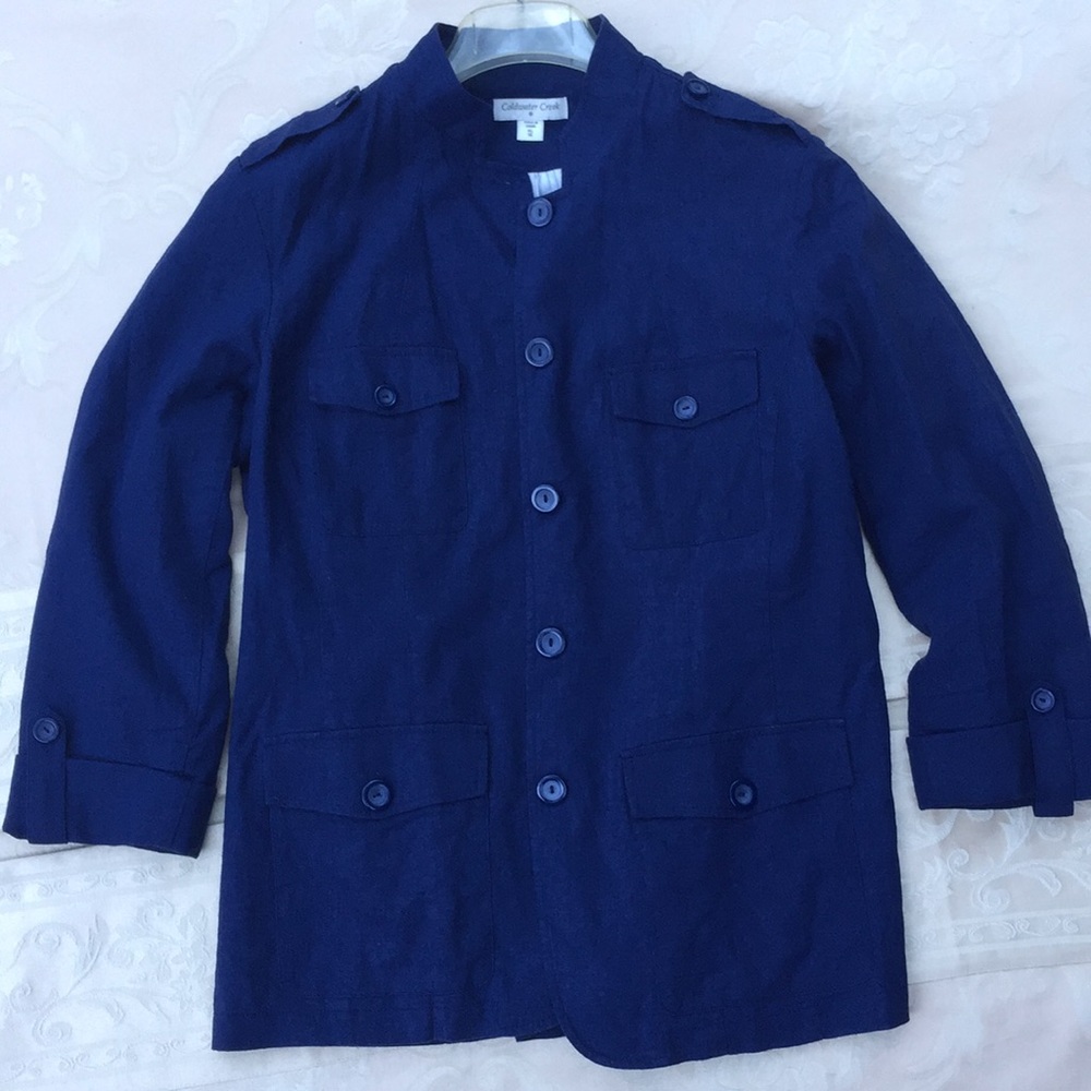 Coldwater Creek Navy Linen-Blend Blazer.18263 - Picture 2 of 3